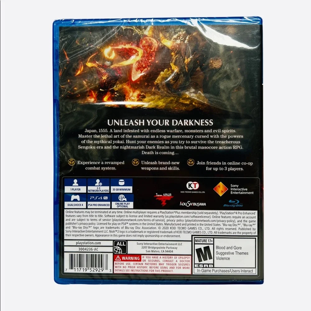 Nioh 2 for PlayStation 4 PS4 Brand New Video Game Factory Sealed